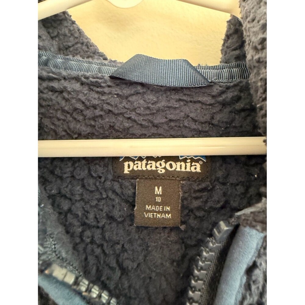Patagonia Kids Los Gatos Fleece Hoody Jacket Navy Blue Size M 10 - Picture 4 of 6